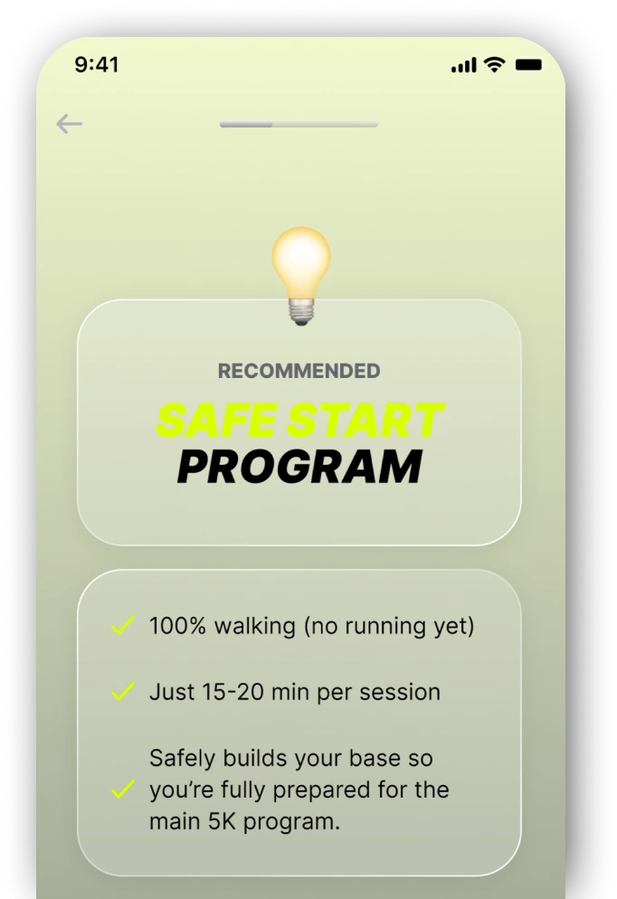 Safe Start Program screen