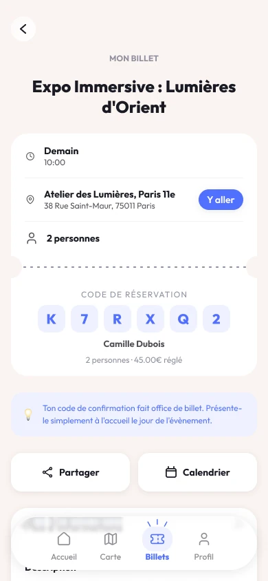 Ticket detail screen