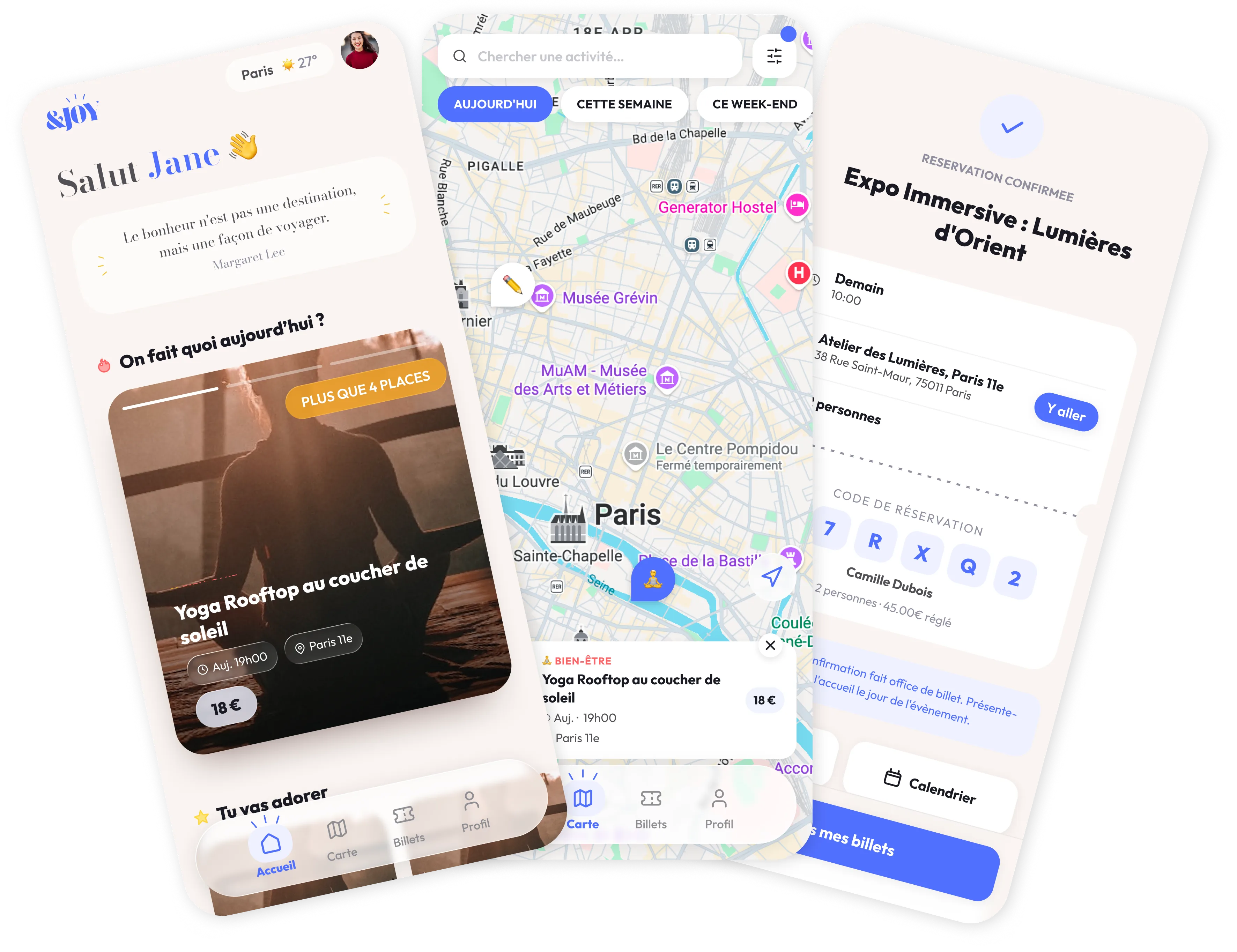 &Joy app screens