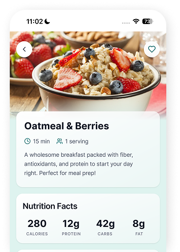 Improved recipe screen