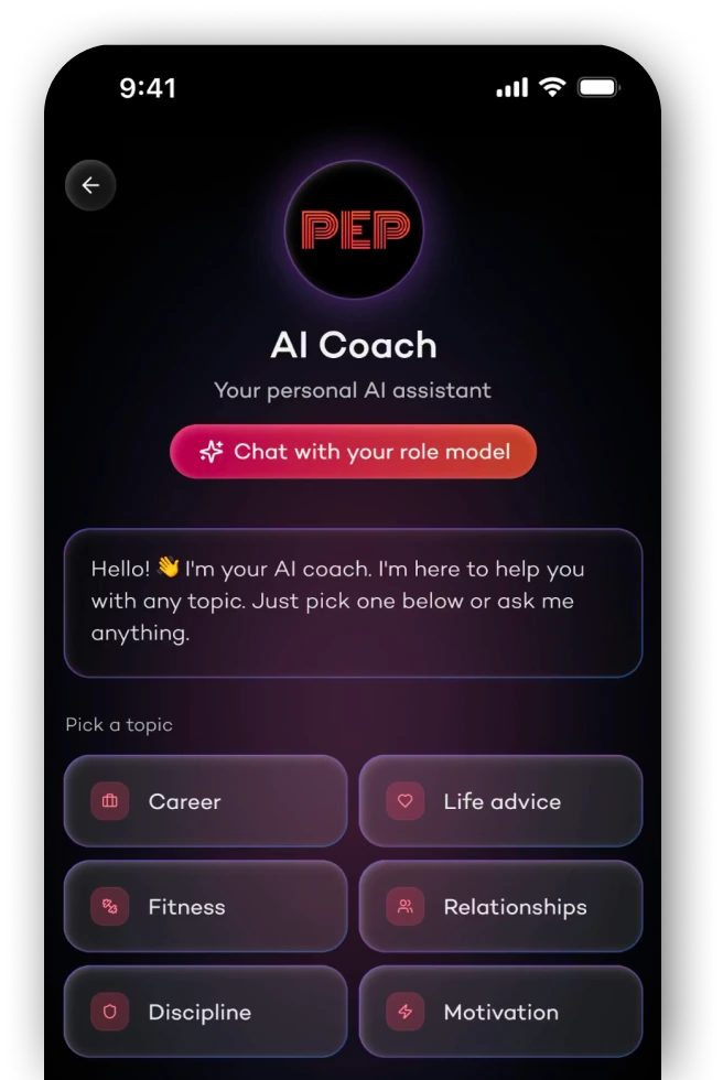 Guide conversations — topic selection screen
